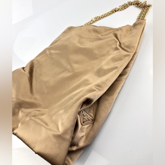Prada Raso Satin Gold Shoulder/Tote Bag Chain Link Vintage Y2K Baddie - Picture 1 of 9